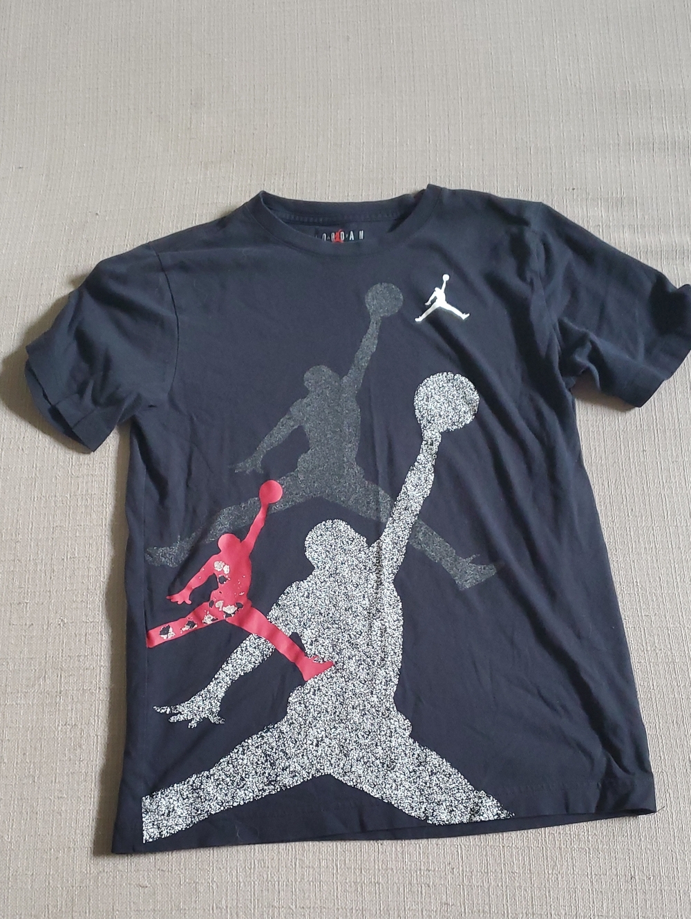 Jordan Black Tee with Red & White Jumpman Graphics